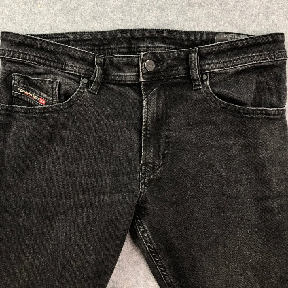 Diesel Thommer Mens Jeans 34x30 (fits 35x29) Black Slim Fit Mid Rise Denim